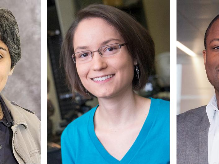 Nasim Alem, left, Allison Beese and Ismaila Dabo, all assistant professors in the department of materials science and engineering, were granted an Early Career Development (CAREER) Award from the National Science Foundation.