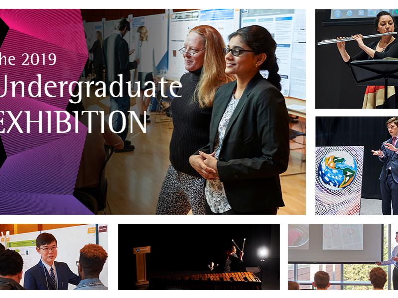 Collage of different students participating in the 2018 undergraduate exhibition