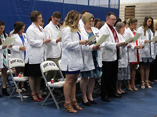 Mont Alto nursing students read the "Nightingale Pledge."