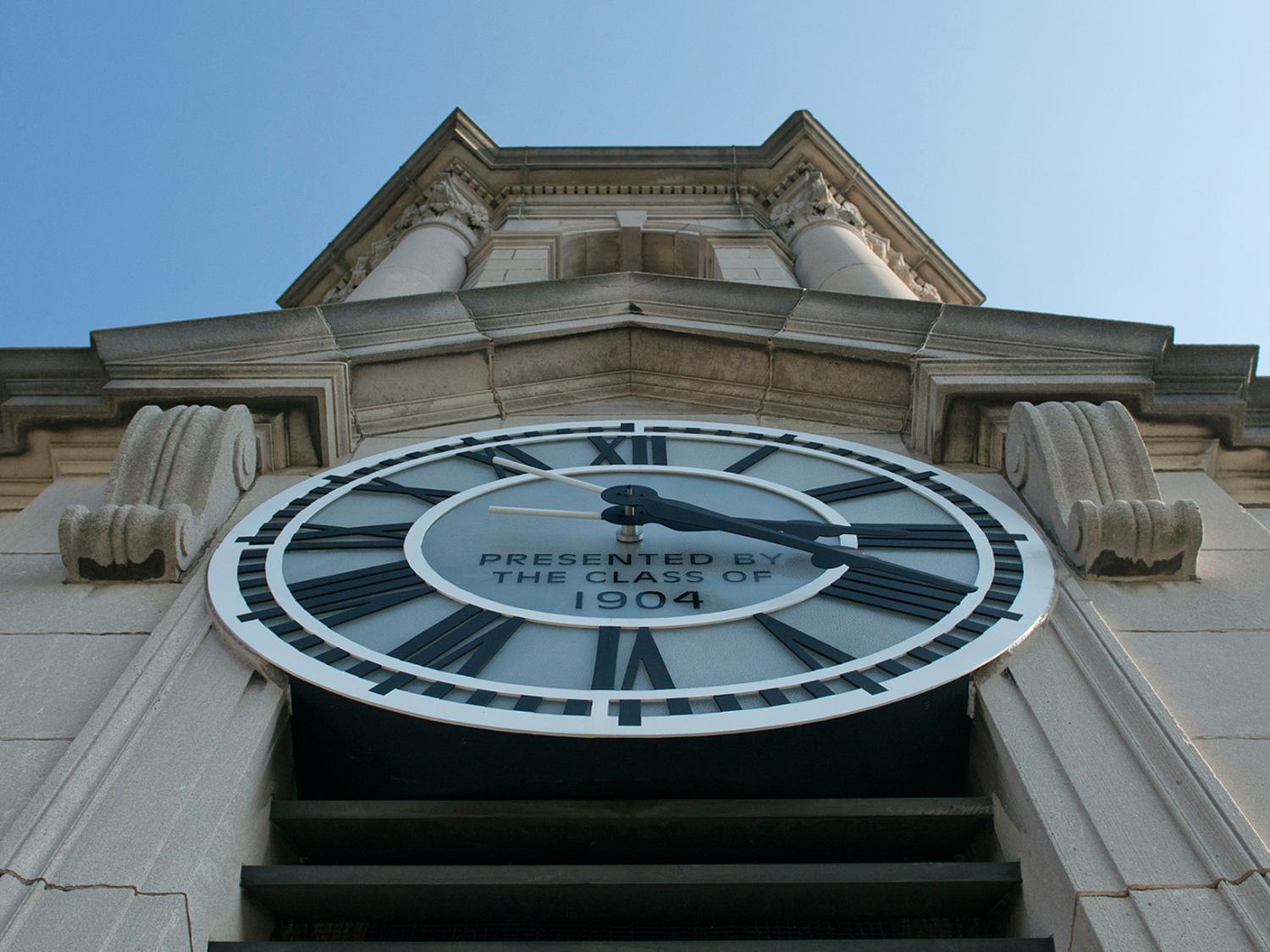Old Main bell tower clock