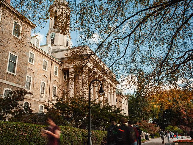 Dramatic shot of Old Main in fall