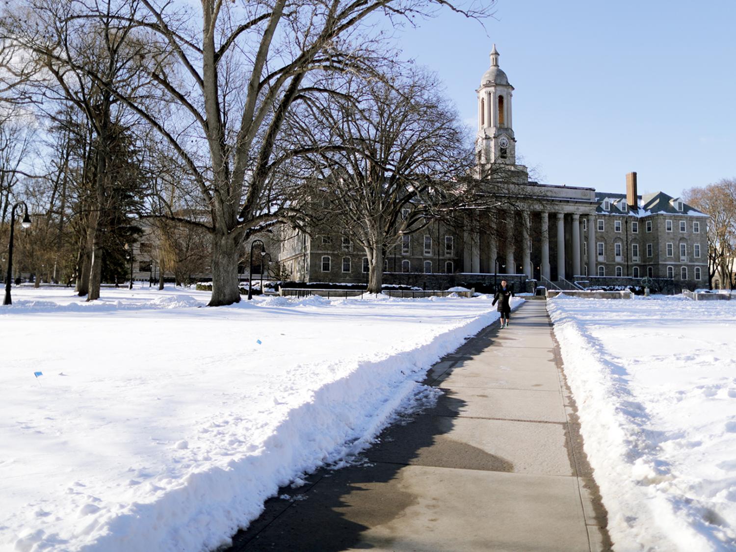 Old Main walkways cleared of snow