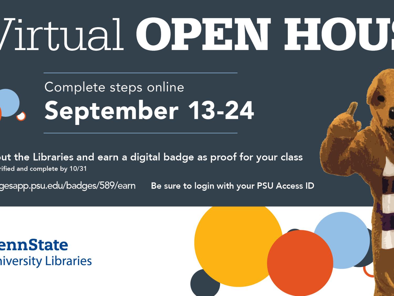 Libraries fall Open House graphic, fall 2021, sept 13-24