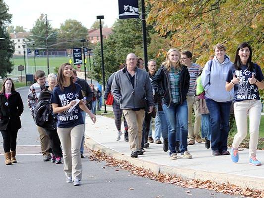 Penn State Mont Alto Lion Ambassadors give prospective students and their families a campus tour.