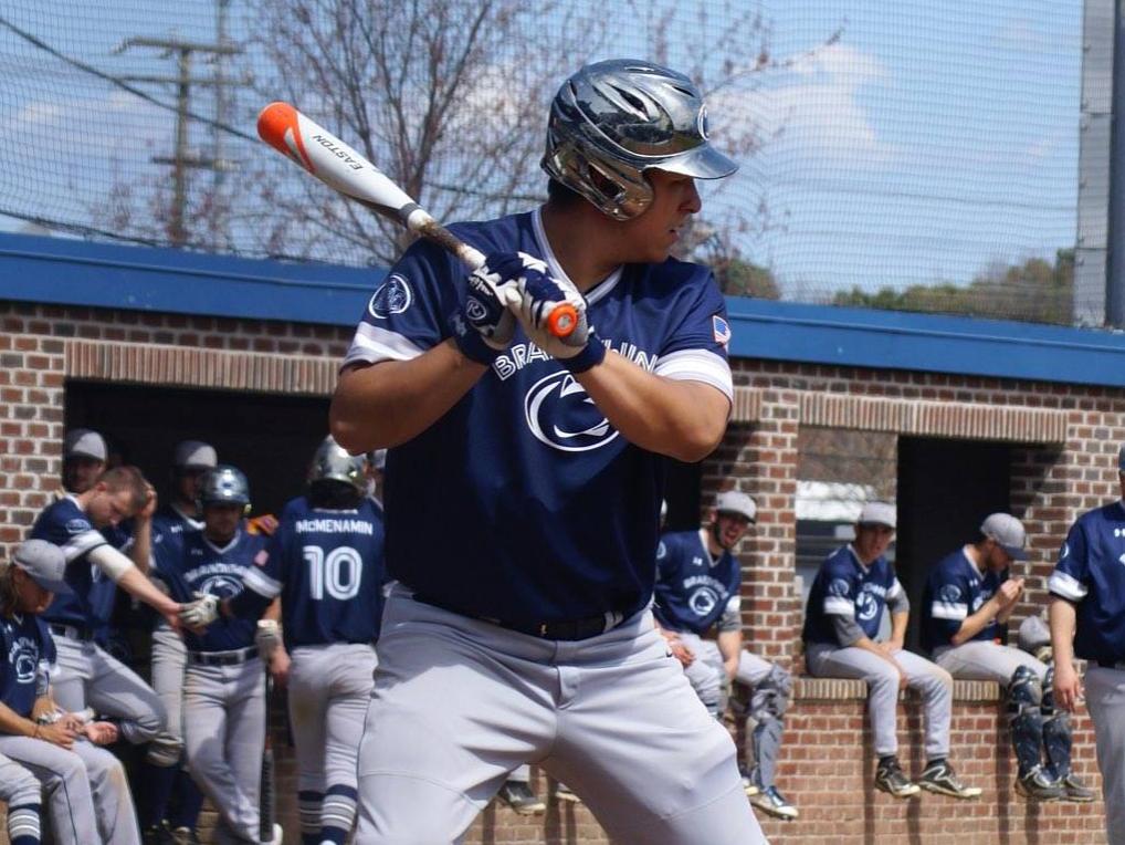 Tom Osenbach steps into the box and readies to face a pitch
