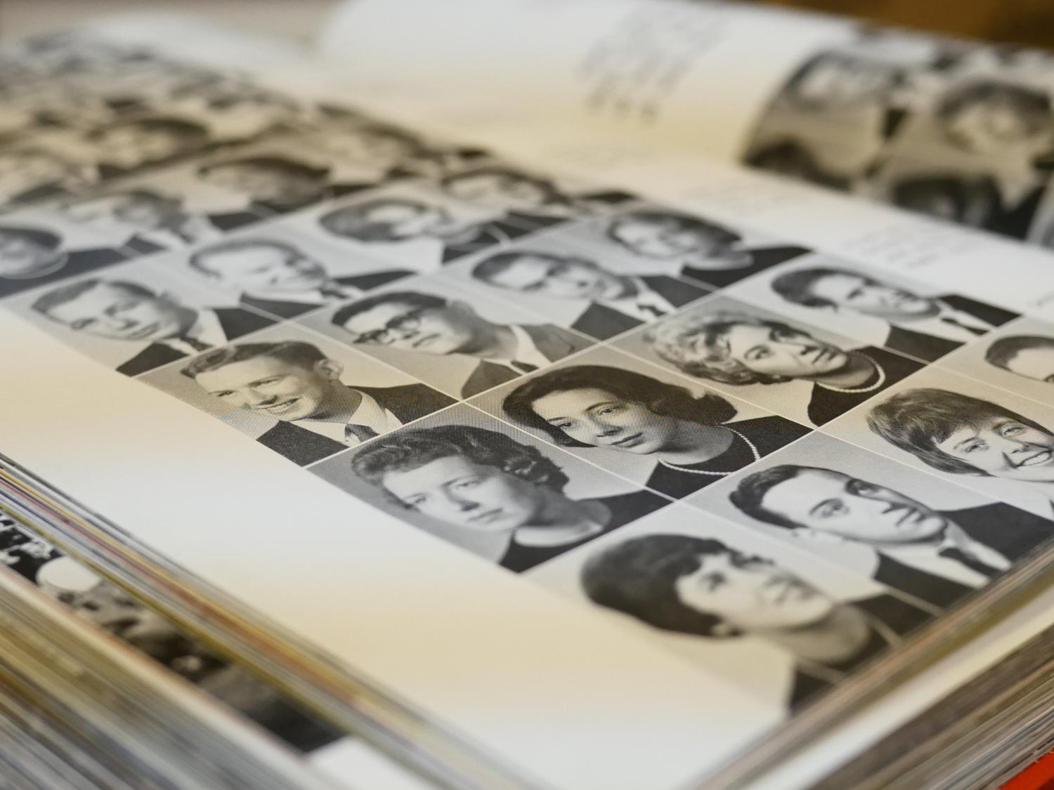 Senior portraits from the 1950s in the yearbook