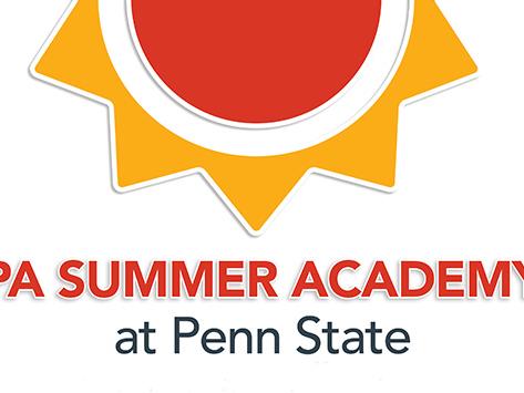 PA Summer Academy logo modern sunshine with red center and bright orange rays