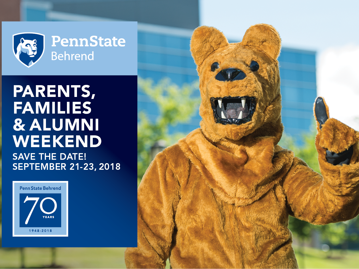 Parents, Families & Alumni Weekend will be held Sept. 21-23 at Penn State Behrend.