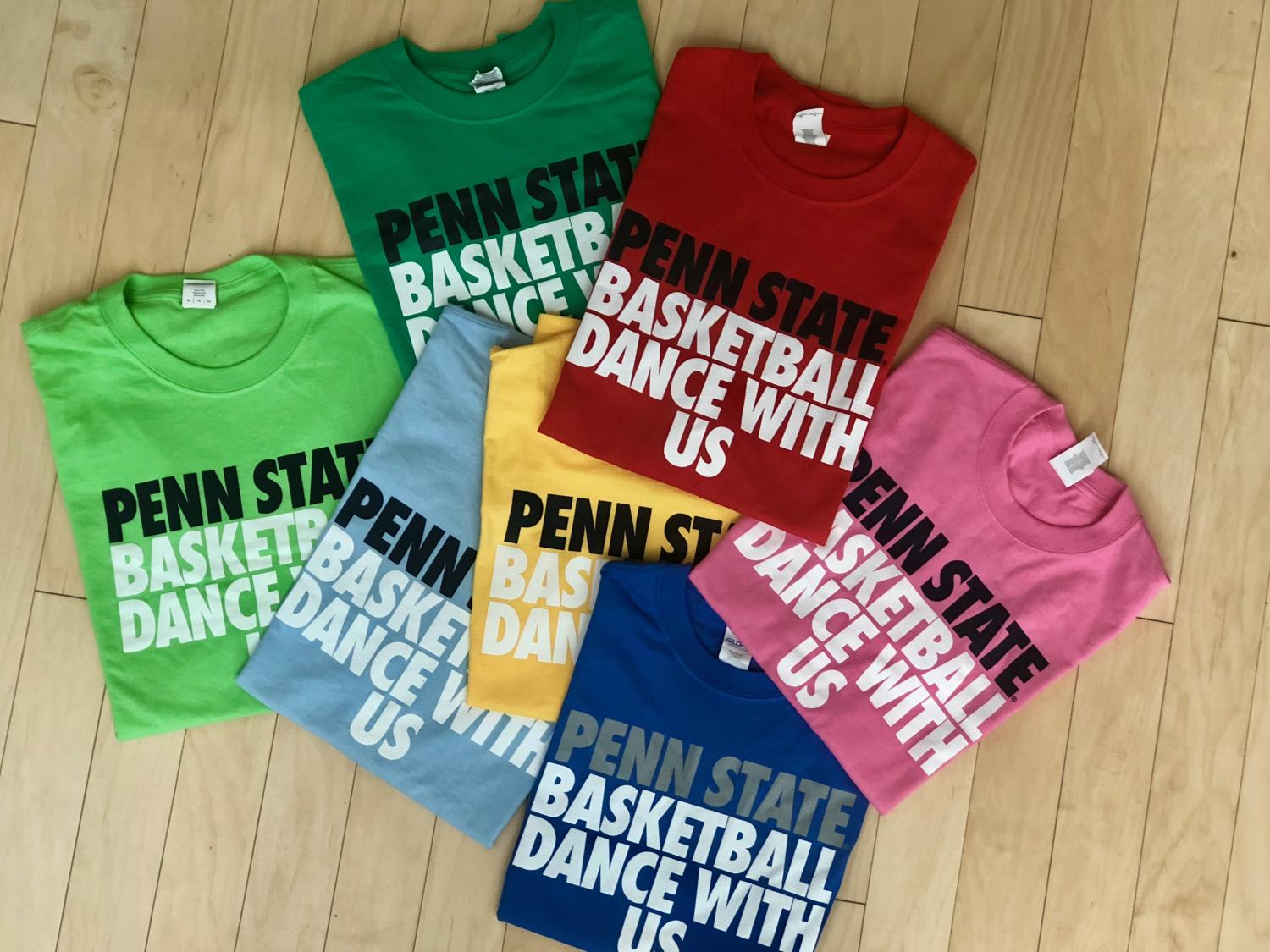 multi-colored T-shirts for THON and Penn State men's basketball