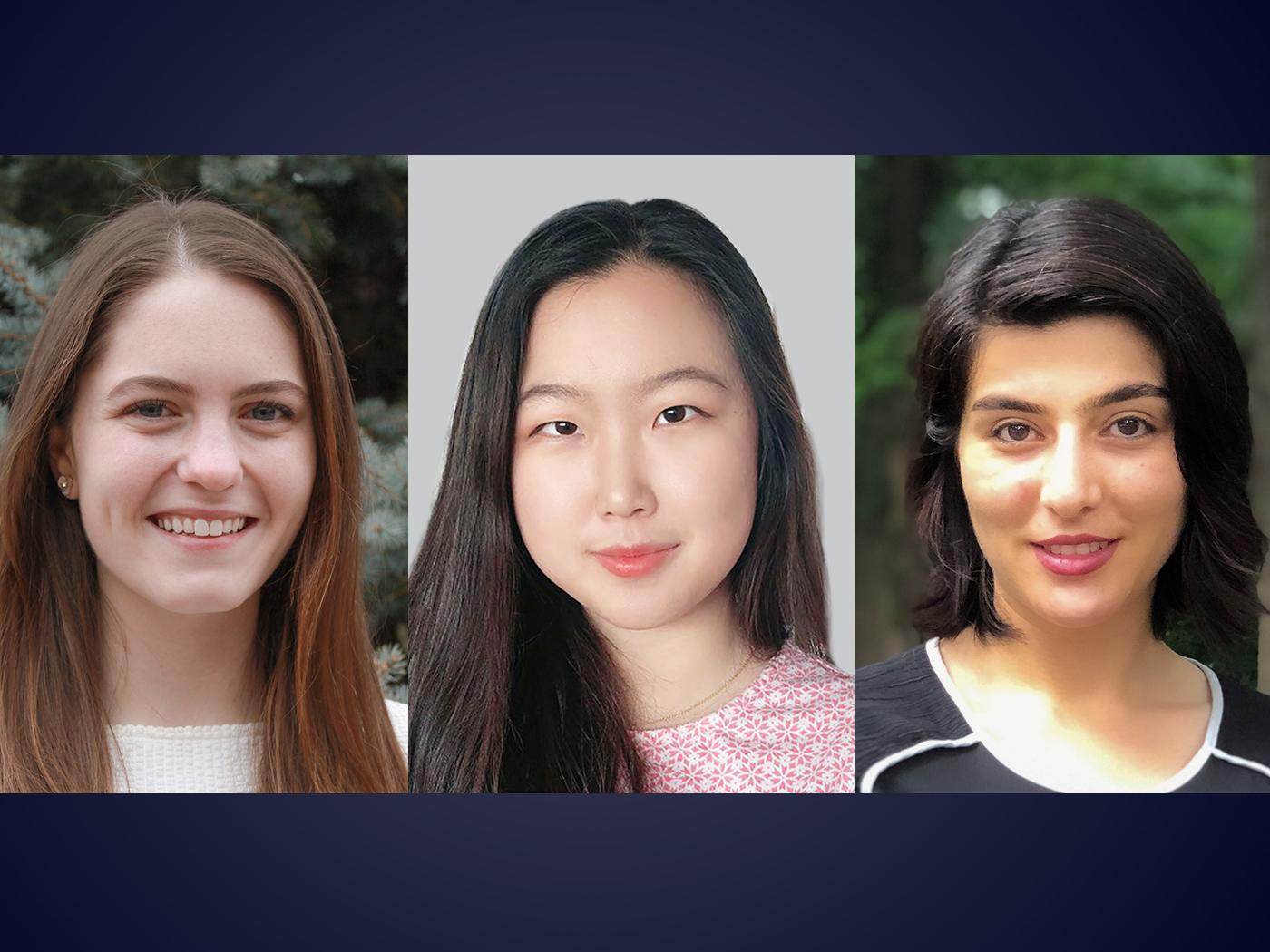 Headshots of Lauren Taylor, Zimeng Chen, and Fahimeh Farhadi