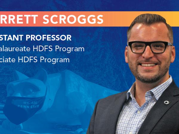 "Barrett Scroggs Assistant Professor or Human Development and Family Studies" Picture of White Male on a Blue Background