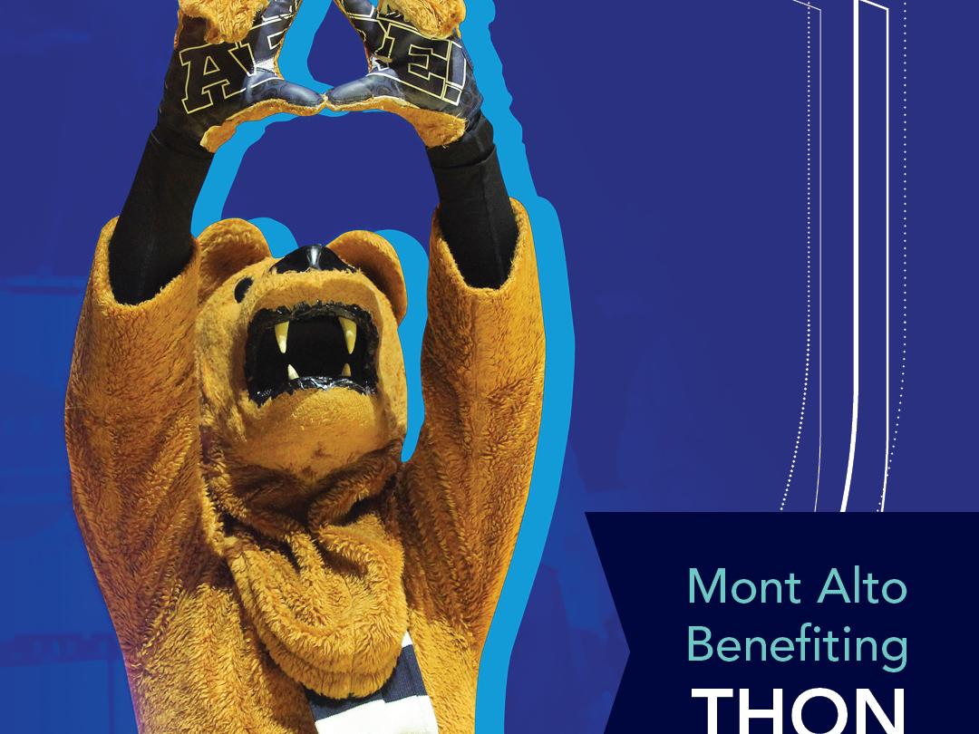 Lion on blue background "Mont Alto Benefitting THON"