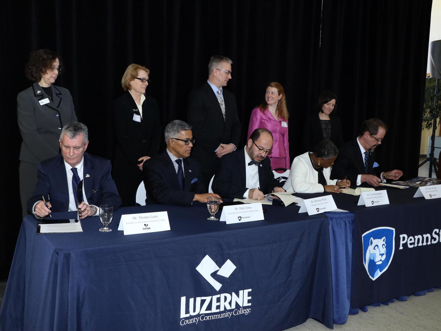 Leaders from five eastern Penn State campuses sign an articulation agreement with Luzerne County Community College. 
