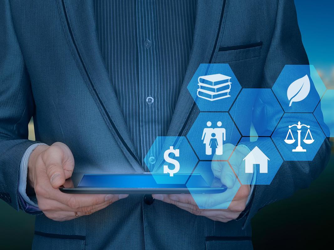 graphic of man holding tablet
