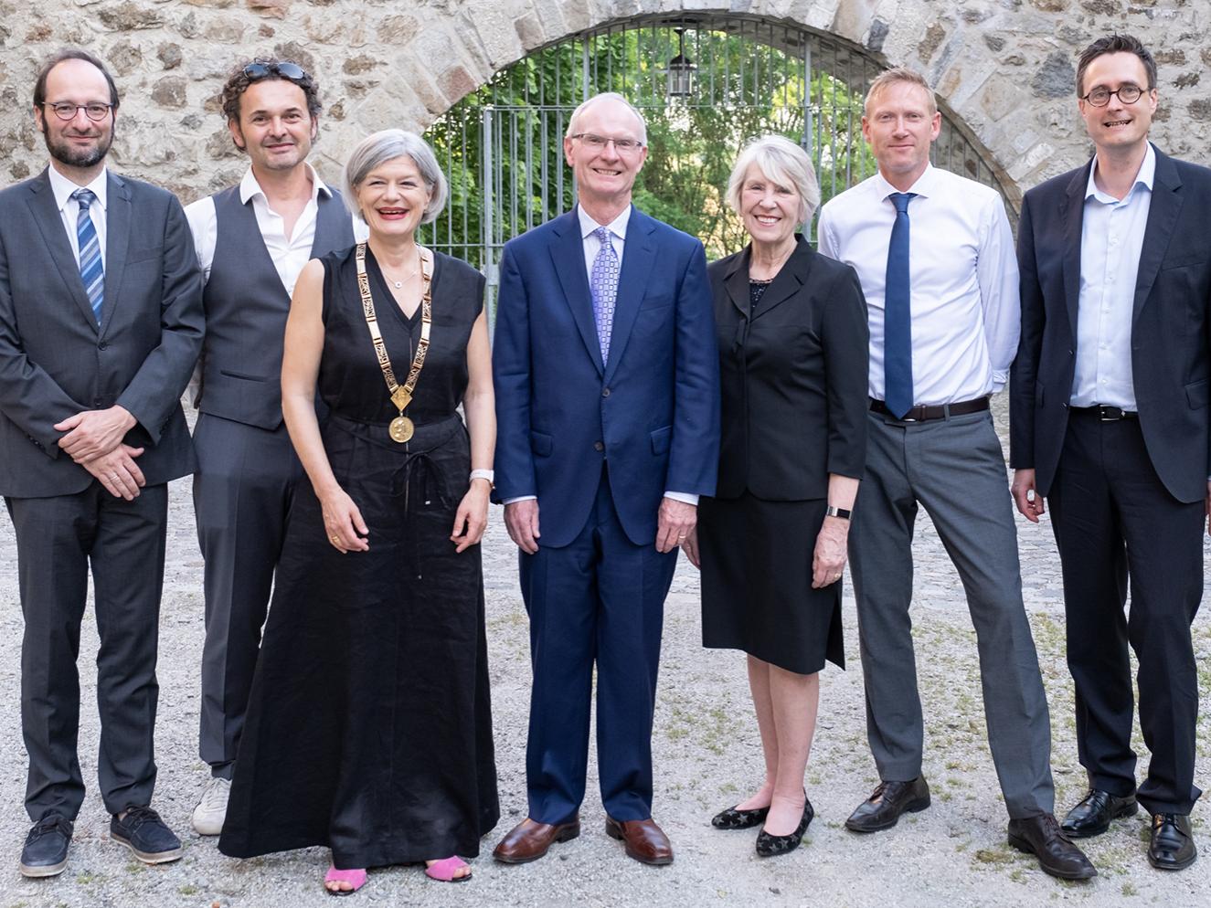 Professor Donald C. Hambrick poses with dignitaries after he was awarded an honorary doctorate by the University of Passau.