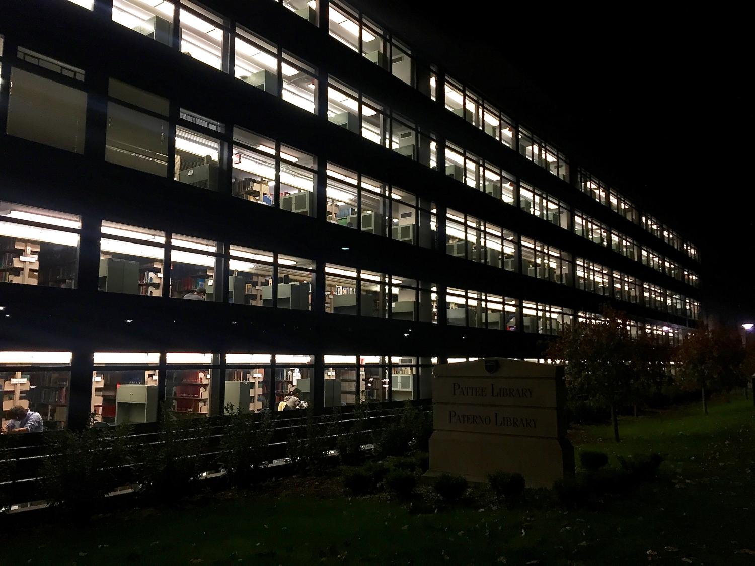 horizontal exterior image of Pattee Library stacks