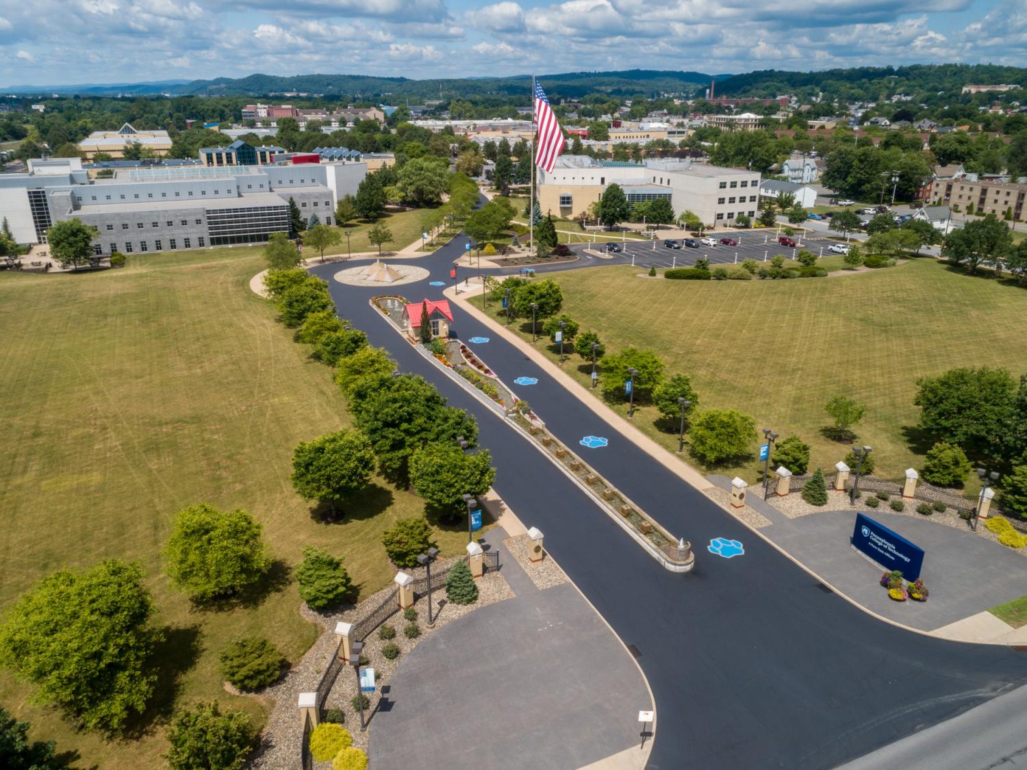 An aerial view of the Penn College campus
