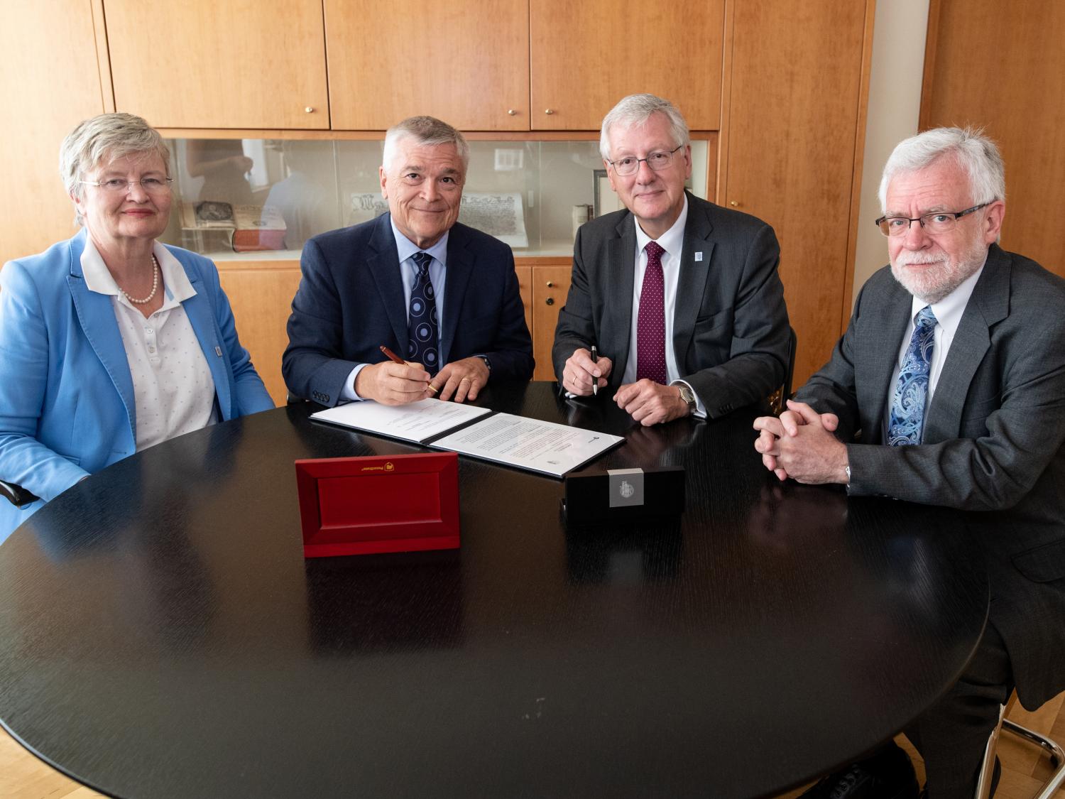 Juliane Besters-Dilger, vice president for academic affairs, University of Freiburg; Eric Barron, president, Penn State; Hans-Jochen Schiewer, rector, University of Freiburg; and Rod Crane, interim vice provost for Global Programs, Penn State