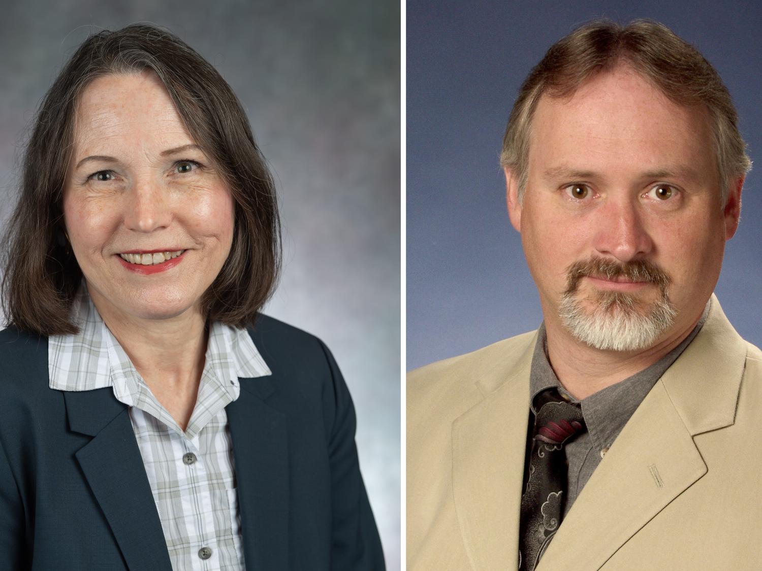 Portraits of Ruth Pflueger and Jon Meckley, who are leading an NSF research study at Penn State Behrend