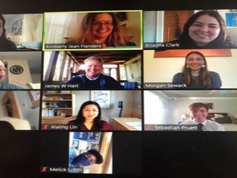 screen shot of lambda pi eta members at the virtual induction for new members