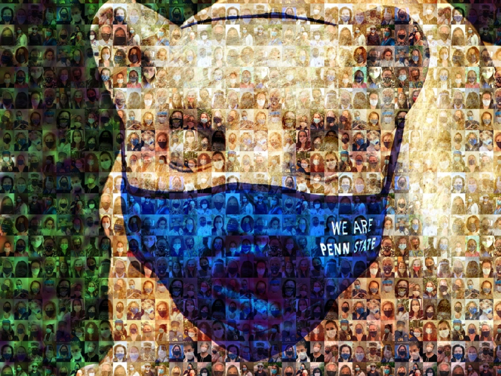 Mosaic image of the masked Nittany Lion
