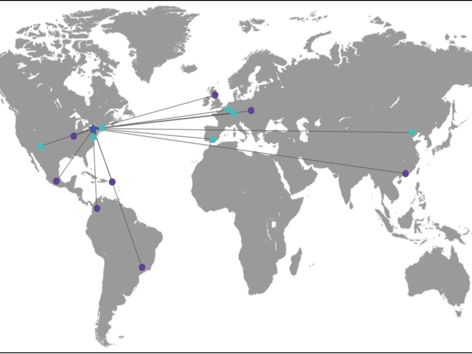 map of PIRE locations
