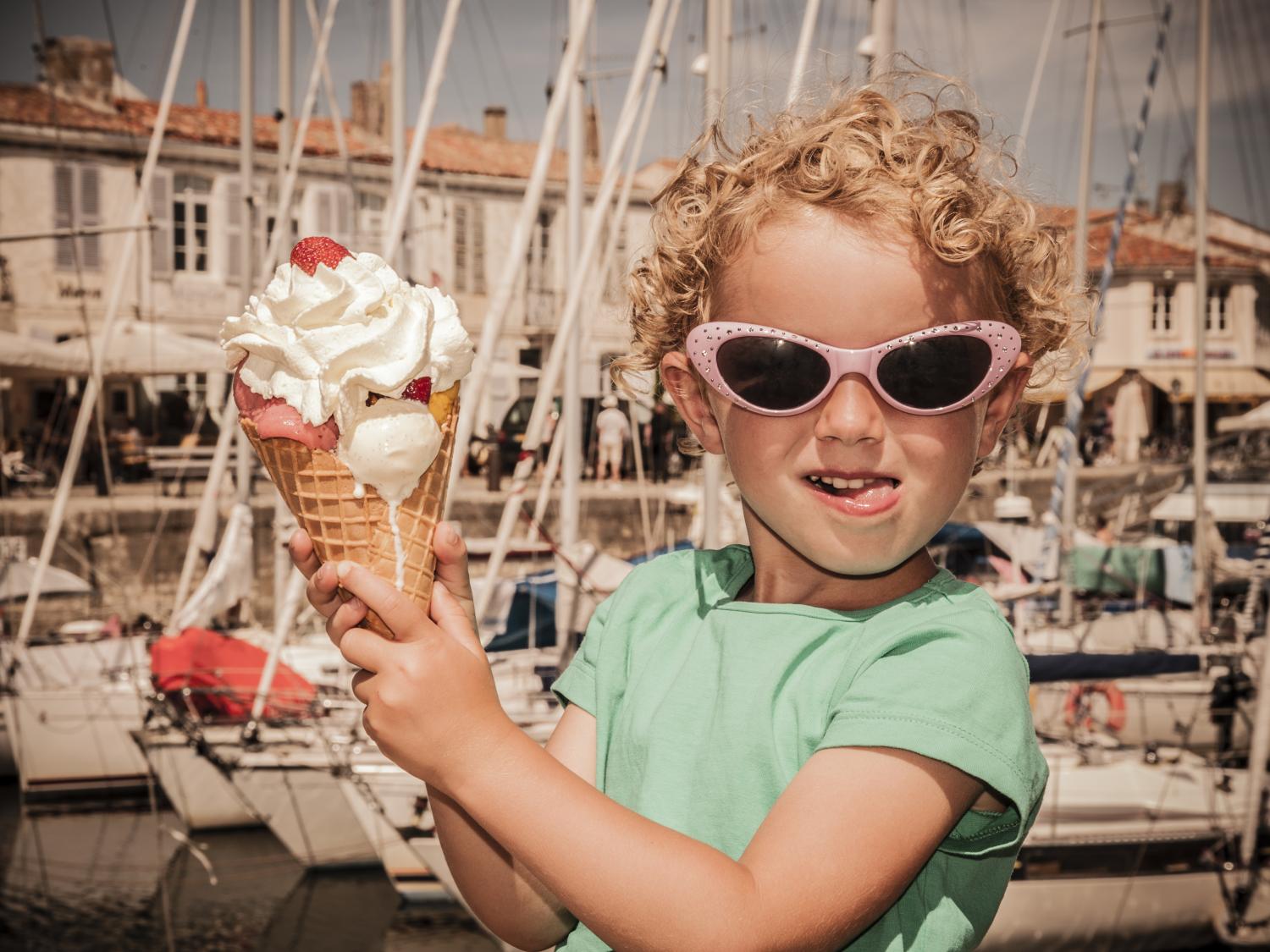 preschooler with large ice cream cone