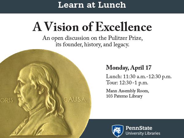 promotional graphic for learn at lunch event about the Pulitzer Prize