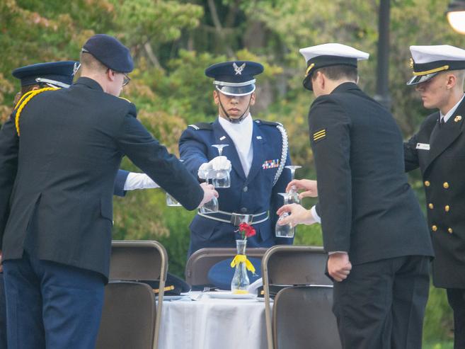 Penn State Air Force ROTC Arnold Air Society perform the missing man ceremony as part of a 24-hour vigil honoring MIA and POW, last year. 