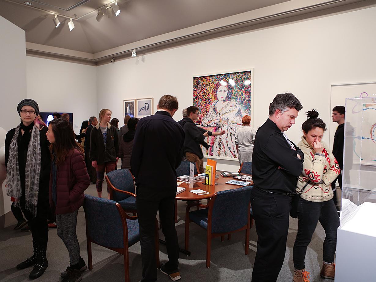 Visitors during opening reception of "Plastic Entanglements"