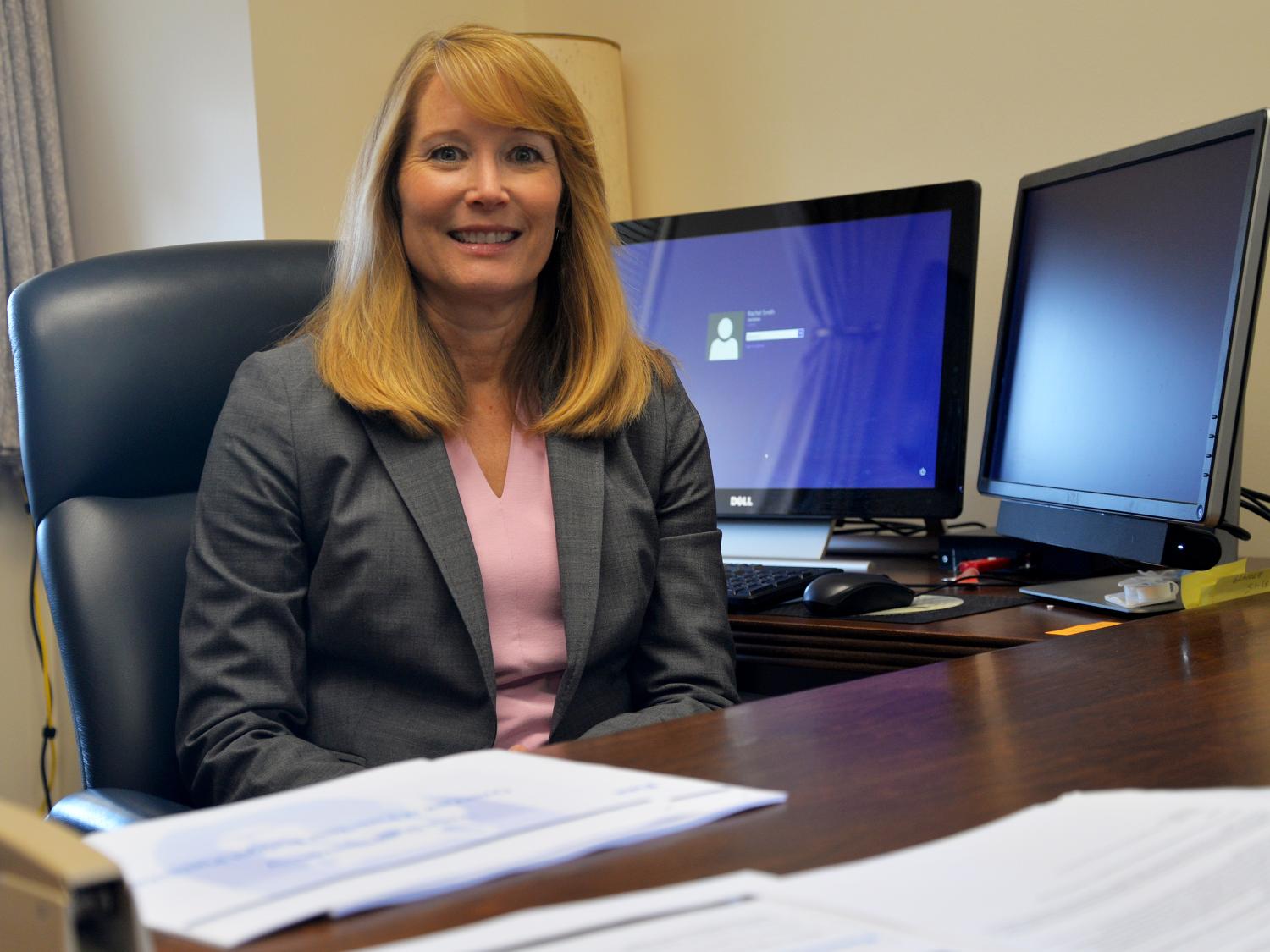 Rachel Smith at her desk