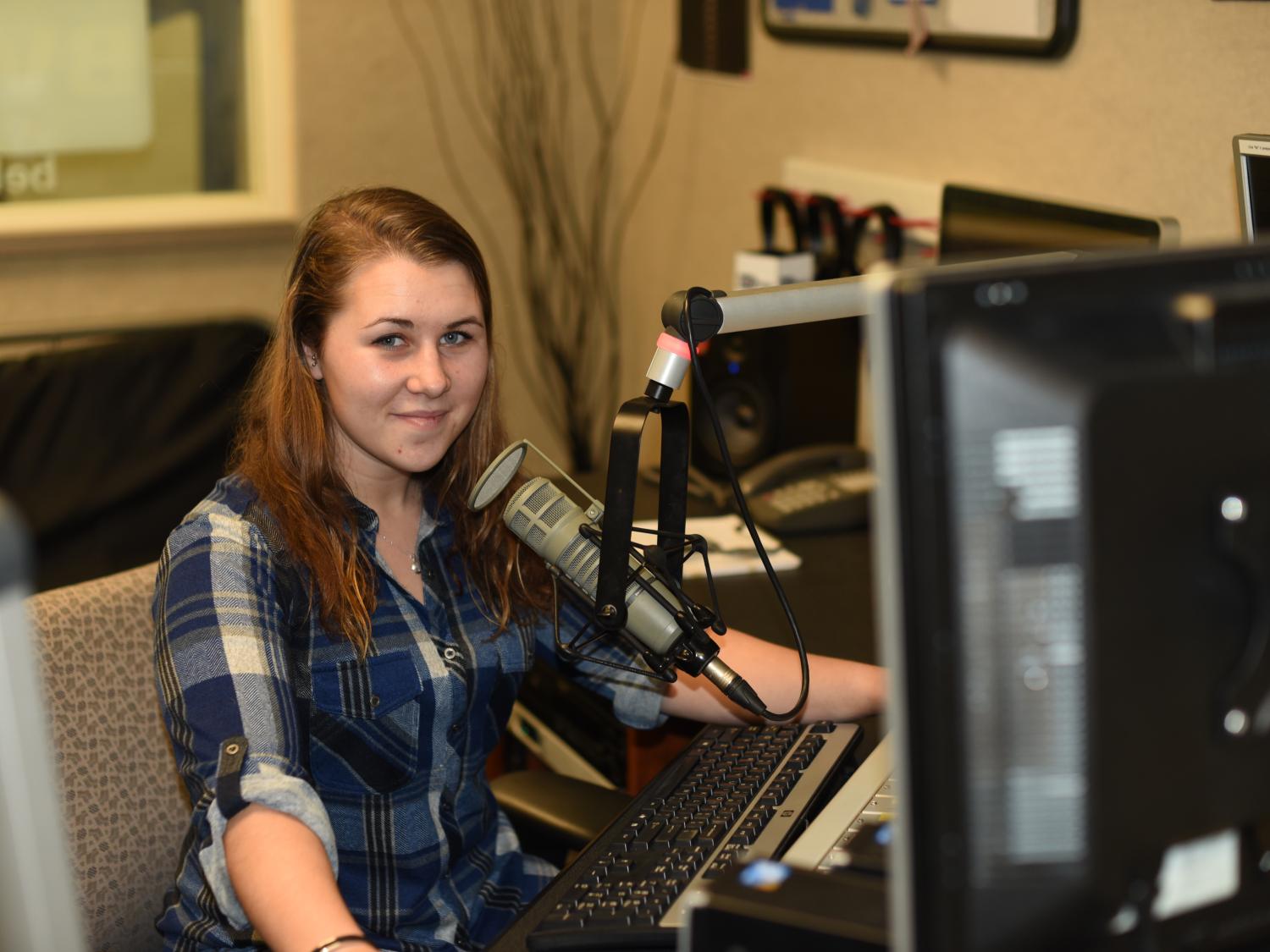 Junior communication major Rachel Cotton pictured inside the BVZ station.