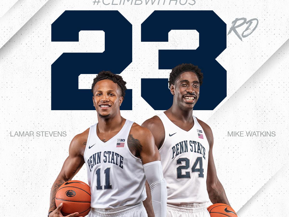 two basketball players in front of number 23