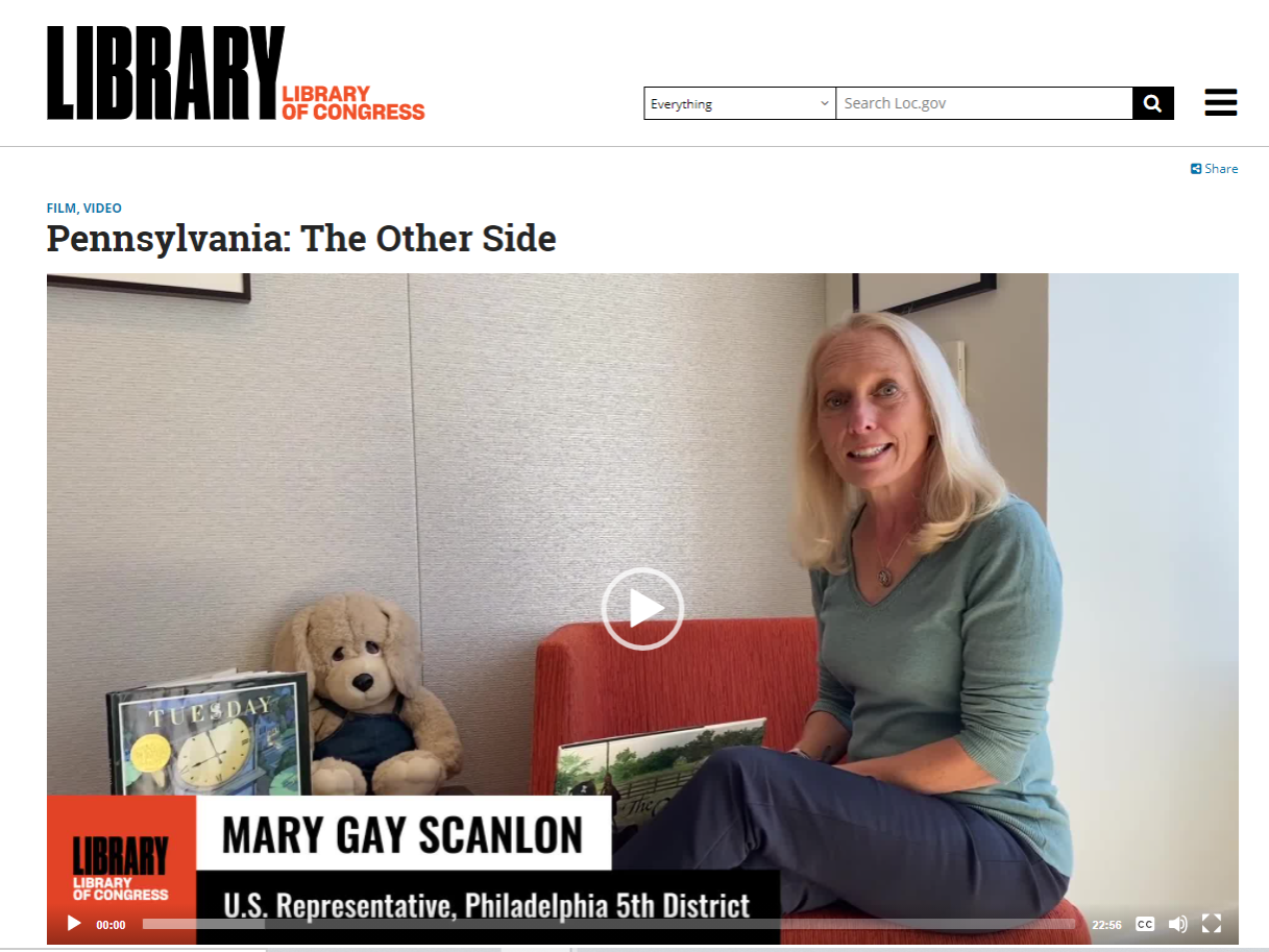Pennsylvania Representative Mary Gay Scanlon reads 'The Other Side' for the Library of Congress' launch of 'Read Around the States'