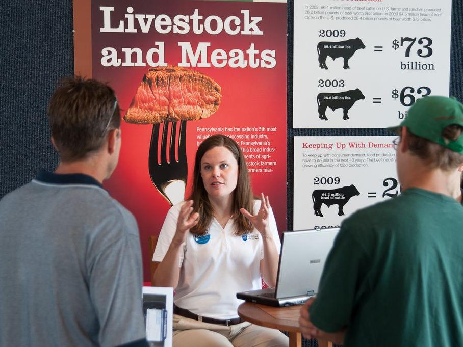An expert fields questions during Ag Progress Days