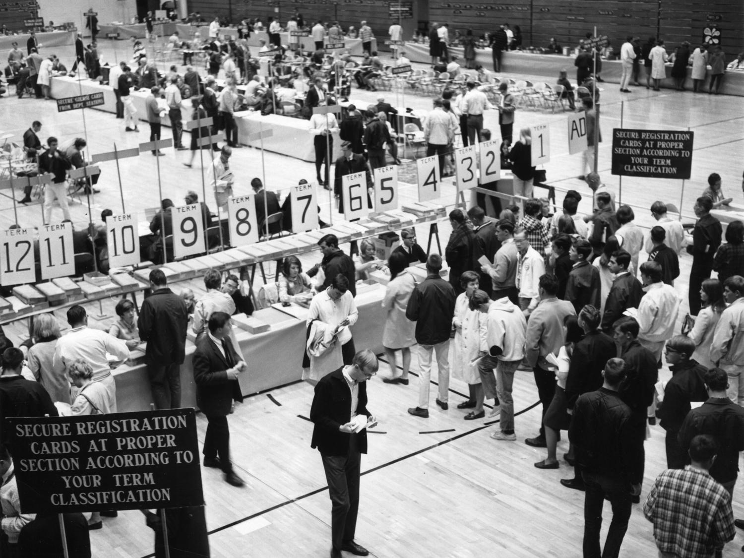 Registration at Rec Hall mid-1960s