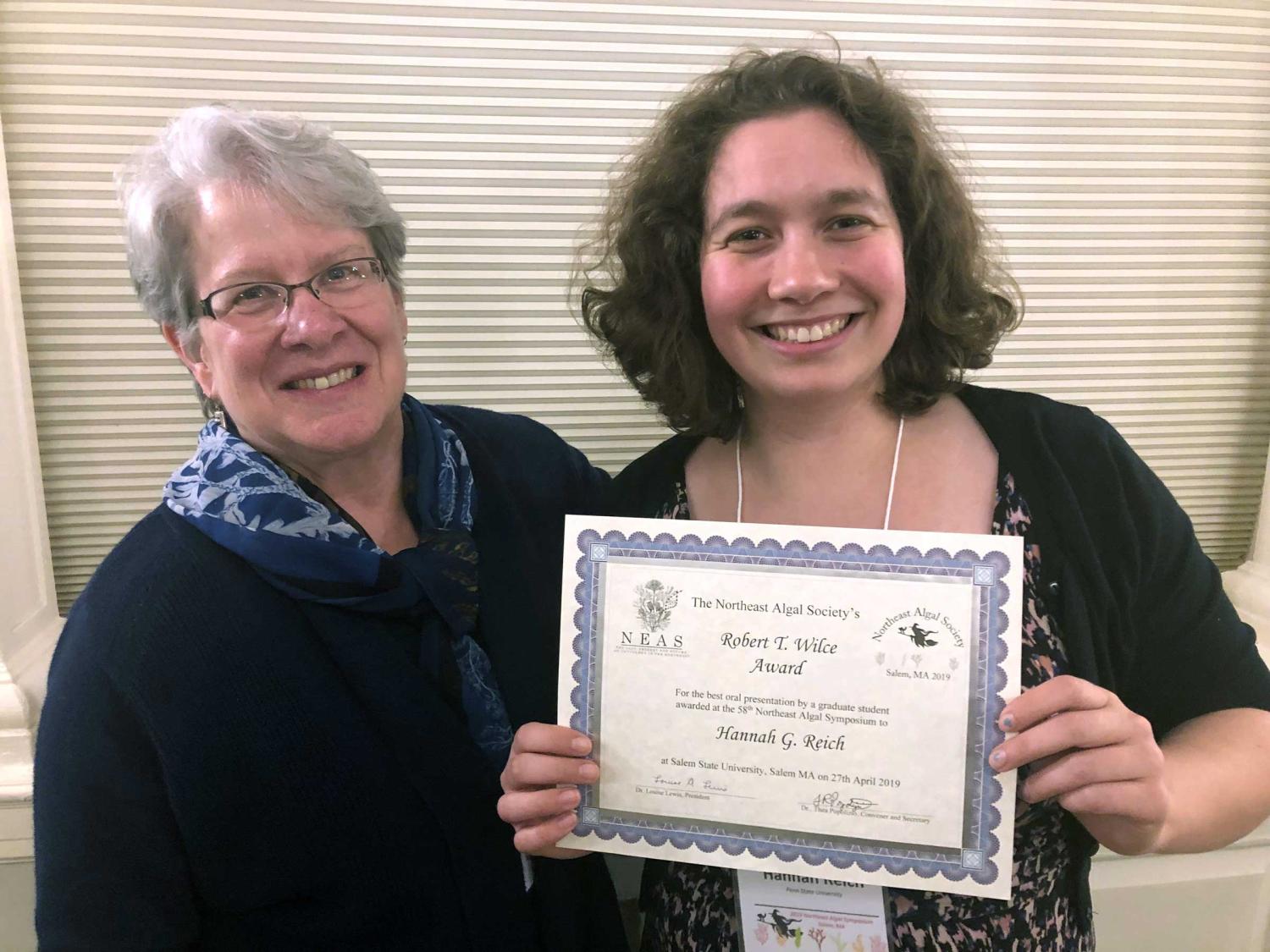 Reich with award certificate and Deb Robertson