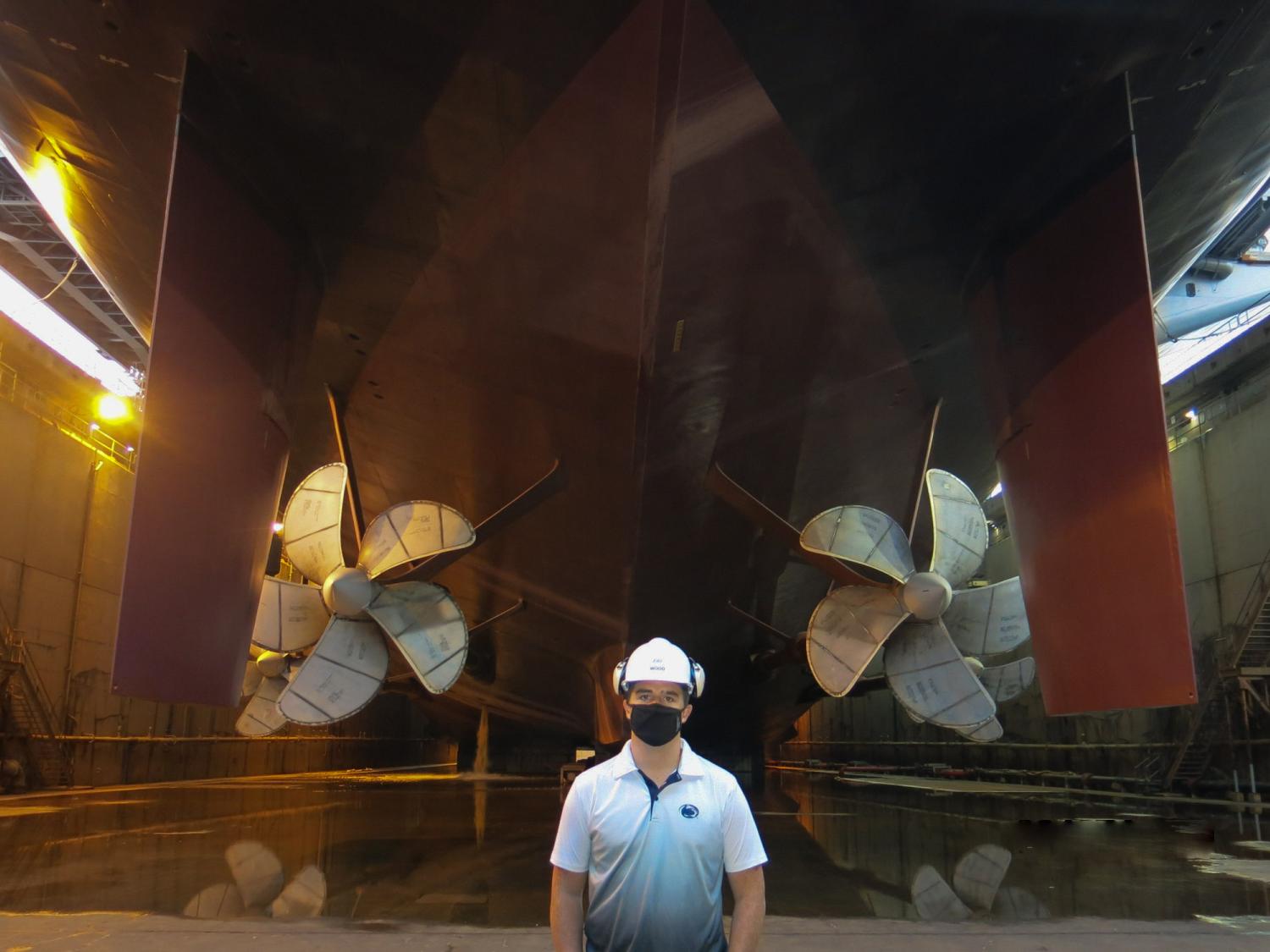 Richard Wood on a dry dock