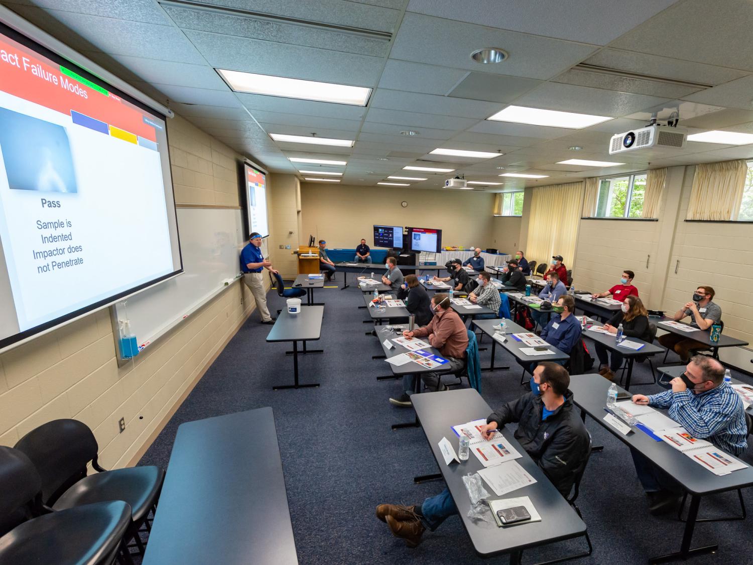 A group of people in a classroom