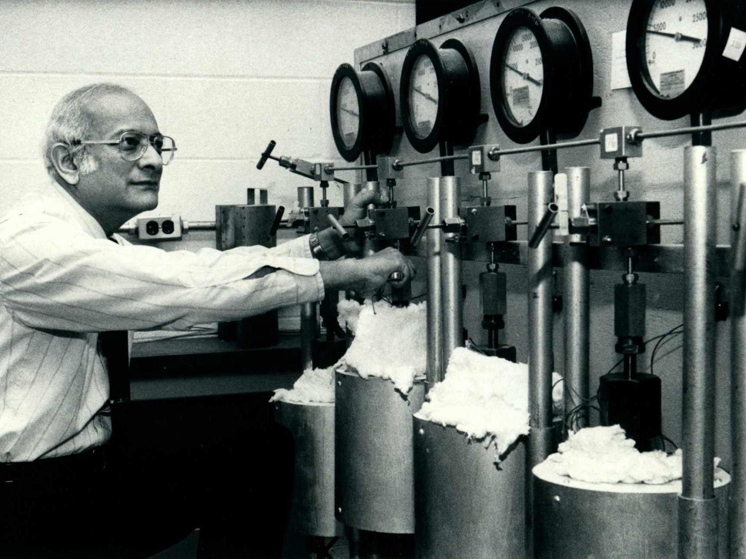 man conducting research