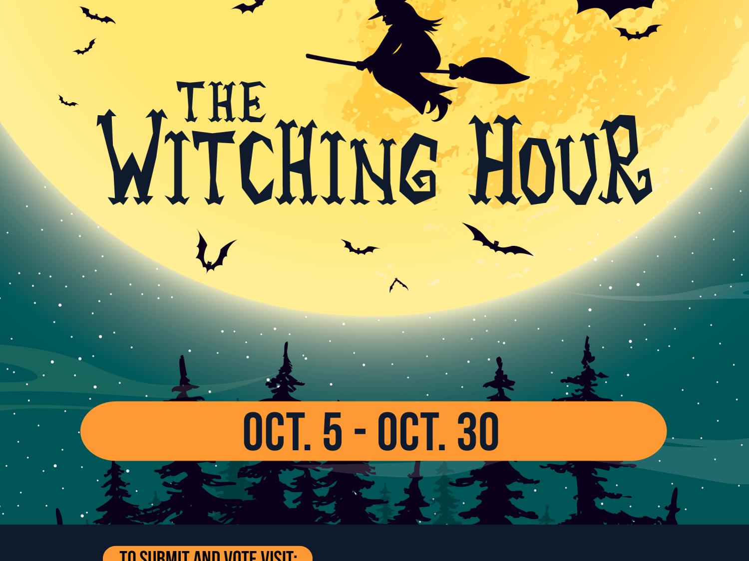 The Witching hour short story contest logo, Oct 5-30