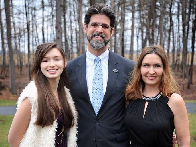 Penn State Schreyer Honors College Dean Christian Brady with daughter Isabel and wife Elizabeth