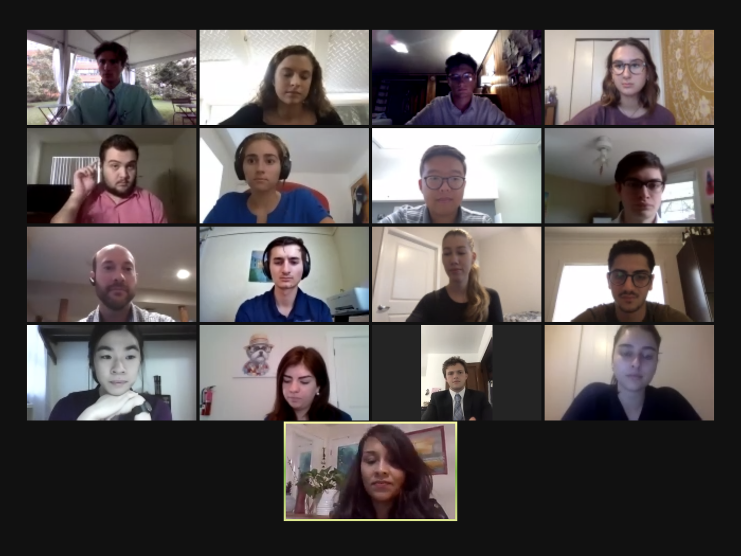 23 undergraduate students, including SIB President, Elijah Yudt (top left), virtually networked with professionals from Bristol Myers Squibb.