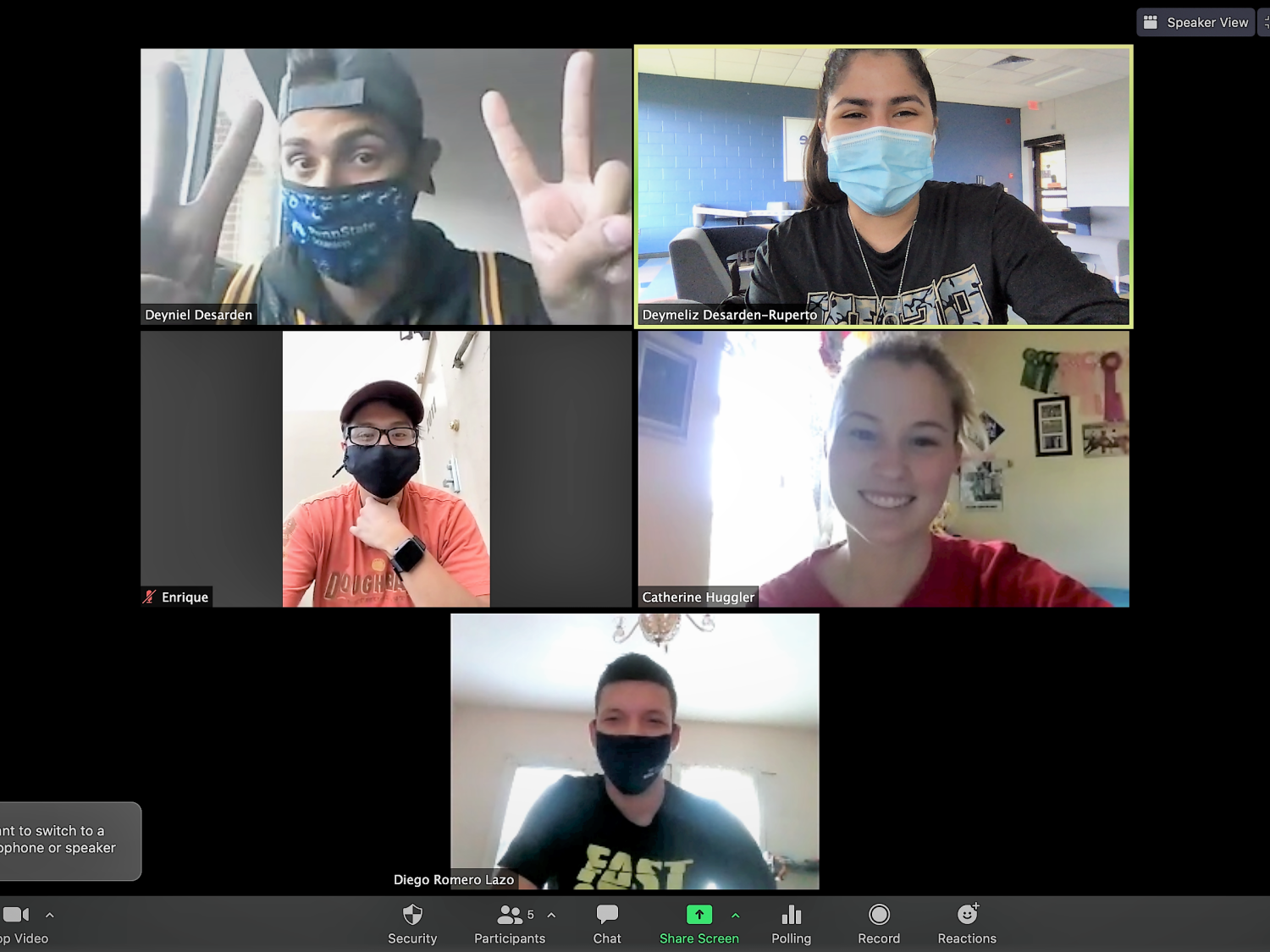 Virtual meeting screenshot of SOL club officers