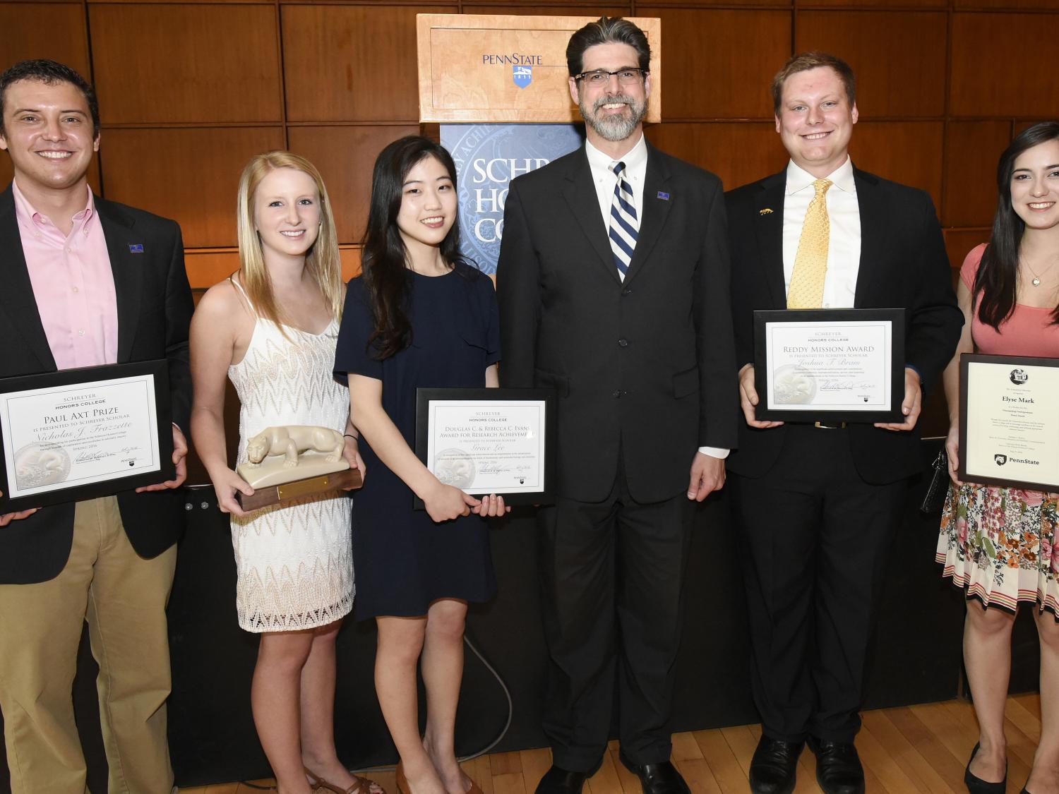Schreyer Honors College Award Winners with Dean Christian Brady at the Senior Award