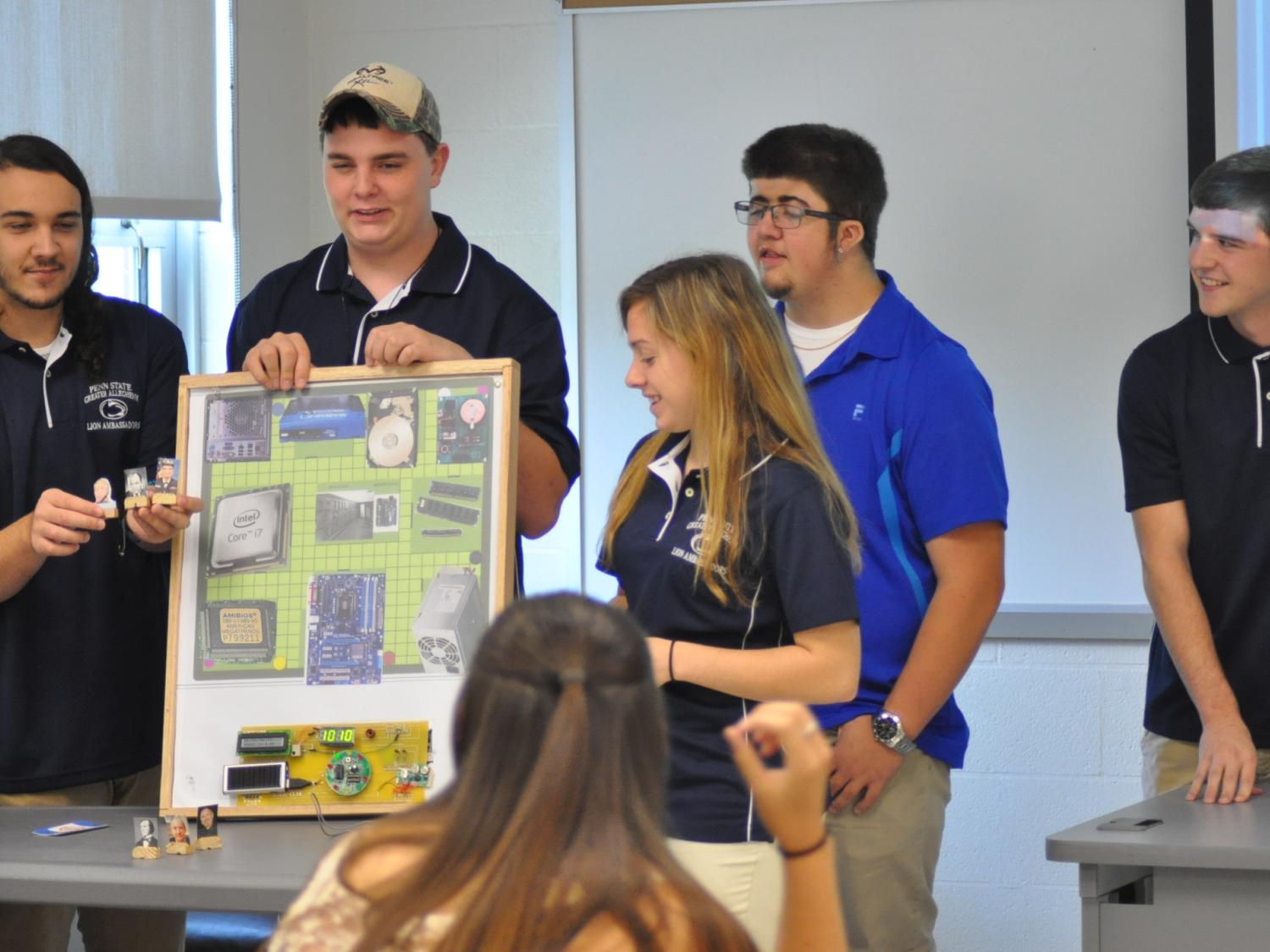students presenting work