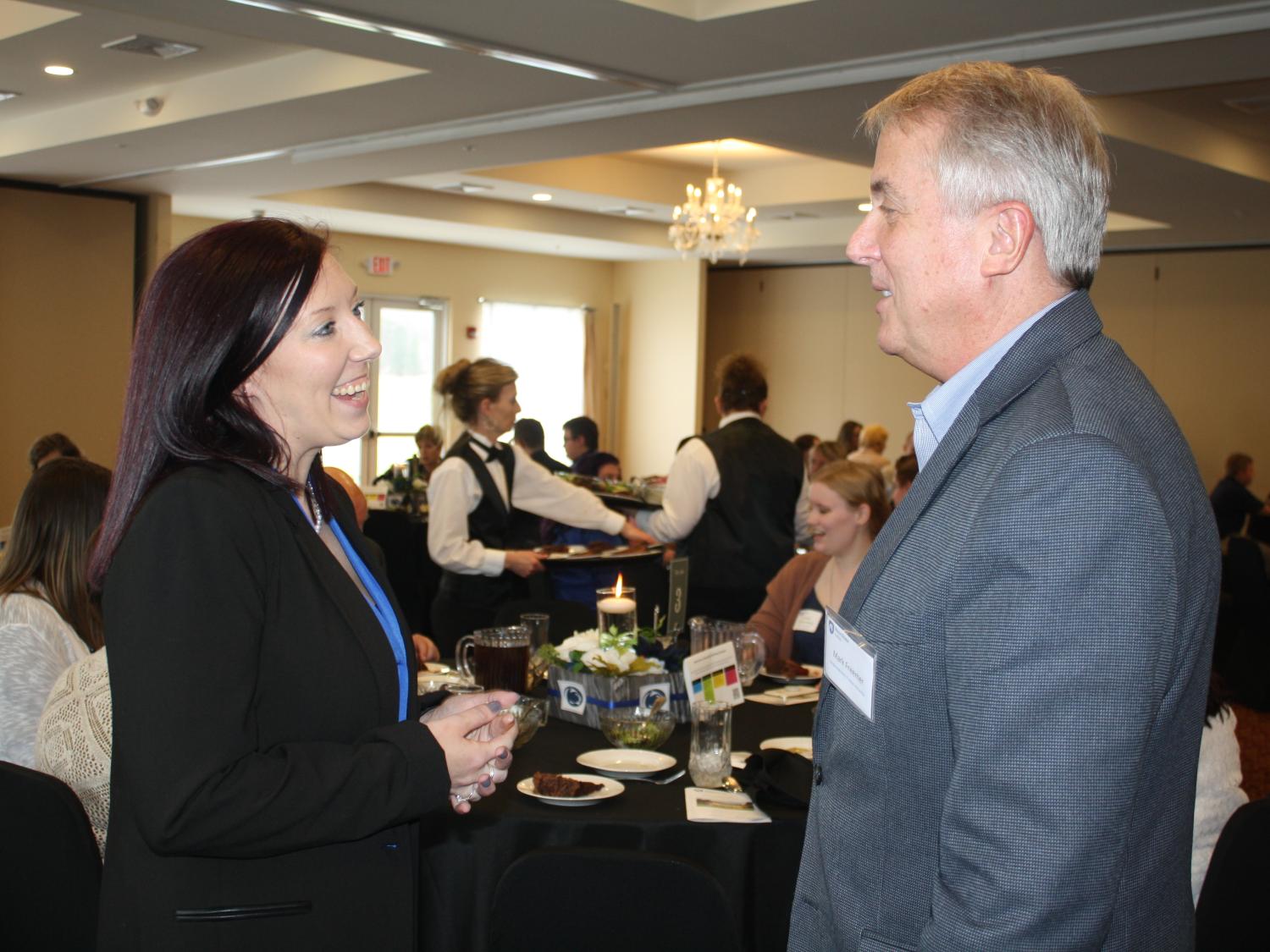 Scholarship recipient Laura Ruane had a chance to thank Mark Freemer, who established her scholarship. 