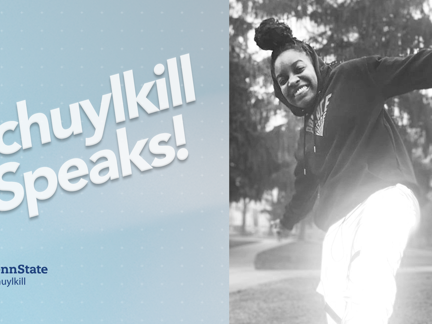 Schuylkill speaks graphic featuring a black and white photo of Armani Jefferson