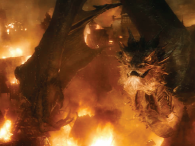 Smaug over the city 