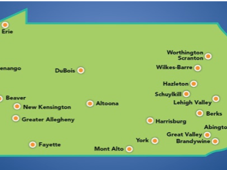 map of Penn State Commonwealth Campuses